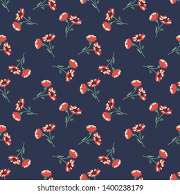 Beautiful seamless vector pattern with simple flowers. Background with decorative floral ornaments for textiles, wrappers, fabrics, clothing, covers, paper, printing, scrapbooking, decoupage and other