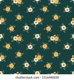 Beautiful seamless vector pattern with simple flowers. Background with decorative floral ornaments for textiles, wrappers, fabrics, clothing, covers, paper, printing, scrapbooking, decoupage and other