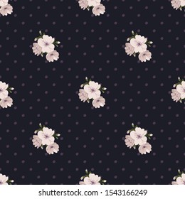 Beautiful seamless vector pattern with simple flowers. Background with decorative floral ornaments for textiles, wrappers, fabrics, clothing, covers, paper, printing, scrapbooking, decoupage and other