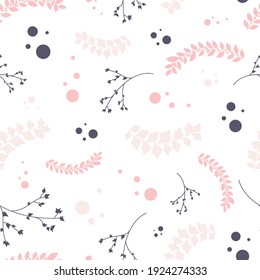 Beautiful seamless vector pattern with spring branches and flowers. Background colorful texture. Floral decoration.