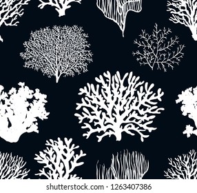 Beautiful seamless vector tropical pattern with corals. Perfect for wallpapers, web page backgrounds, surface textures, textile.