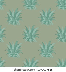 Beautiful seamless vector tropical pattern with pineapple leaves. Tropical summer texture. Elegant template for fashion prints.