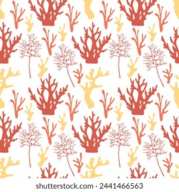 Beautiful seamless vector tropical pattern with corals. Perfect for wallpapers, web page backgrounds, surface textures, textile. Living coral seamless pattern