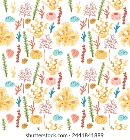 Beautiful seamless vector tropical pattern with corals. Perfect for wallpapers, web page backgrounds, surface textures, textile. Living coral seamless pattern