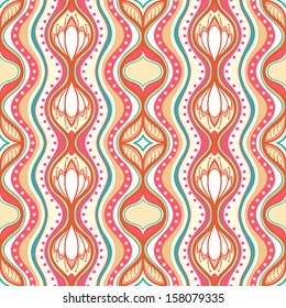 beautiful seamless vertical retro pattern with white water lilies. vector illustration 