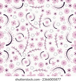 Beautiful seamless vintage floral pattern with flower. Trend print for textiles and wallpaper on isolated white background.