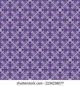 beautiful seamless violet flower and line shading blue abstract pattern background, plant ethnic fabric modern graphic art design.