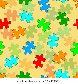 Beautiful  seamless wallpaper with jigsaw puzzle, vector illustration