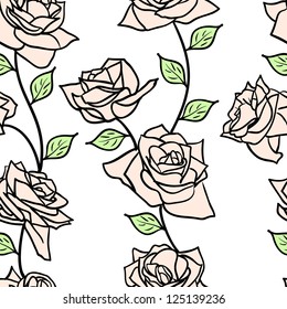 Beautiful  seamless wallpaper with rose flowers, vector illustration