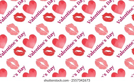 Beautiful seamless watercolor heart pattern. Perfect for Valentine's Day cards, wrapping paper, invitations, or romantic crafts!	