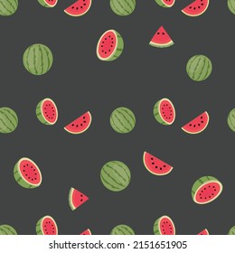 schönes nahtloses Wassermelonmuster auf Schwarz