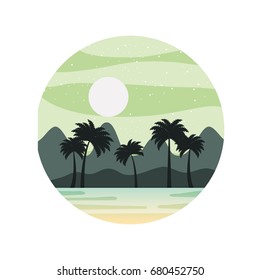 beautiful seascape with palms