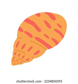 Beautiful seashell, beach element - cartoon flat vector illustration isolated on white background. Symbol of summer and vacation. 