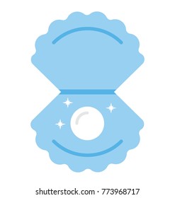 A beautiful seashell with pearl, clam flat vector icon design
