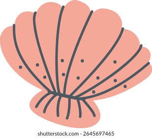 Beautiful seashell vector illustration in colorful cartoon sea style. Perfect for summer beach designs, marine themes and tropical decorations. Isolated on white background, ideal for clipart