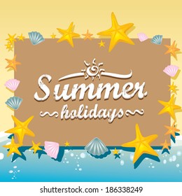Beautiful seaside summer view poster. Vector background. summer background for text