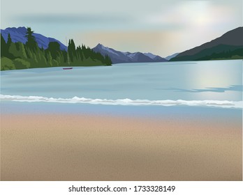 Beautiful Seaside View on illustration graphic vector