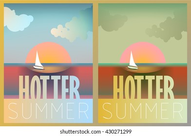 Beautiful seaside view poster. Vector background.