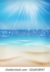Beautiful seaside view template. Sunny day with sand. Summer holidays background. And also includes EPS 10 vector