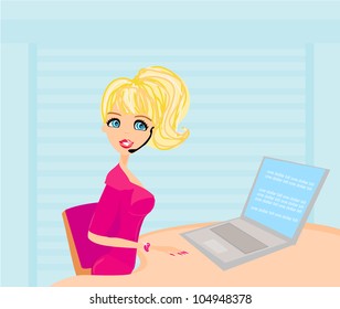 beautiful secretary working with computer