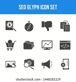 Beautiful S-E-O Glyph Black icon set