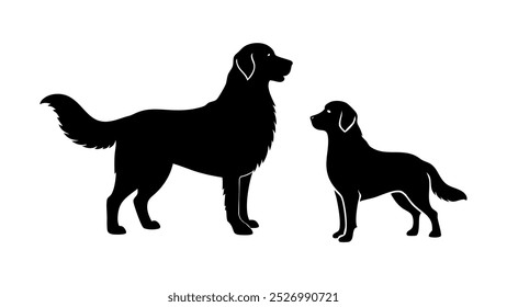 beautiful sequence of a golden retriever dog silhouette image