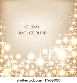 Beautiful sequins on the festive beige background. Vector  illustration 