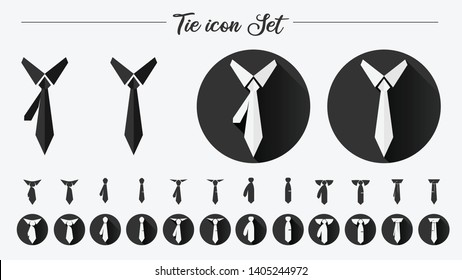 Beautiful Set Of 28 Classic solid Neckties black and white / positive negative version. Icon Design Vector Clip art for logos, app, logos etc.  Business and Fashion Concept