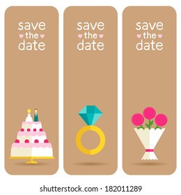 Beautiful set of 3 stylish vertical banners, wedding invitations