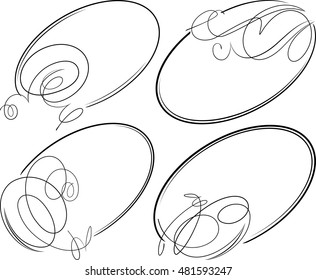 Beautiful set of 4 decorative oval vector frames.