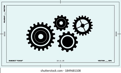 Bonito conjunto de engranajes abstractos de cogs industriales planos para diseño gráfico o vídeo