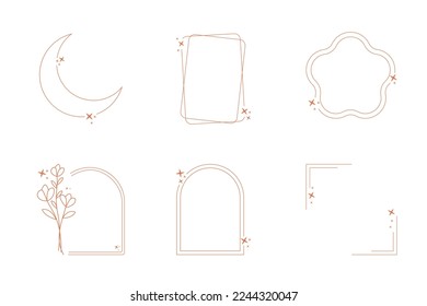 Beautiful Set of aesthetic line art frame ornament