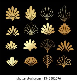 Beautiful set of Art Deco, Gatsby palmette ornates from 1920s fashion and design trends vector