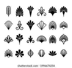 Beautiful set of Art Deco, Gatsby palmette ornates from 1920s fashion and design trends vector