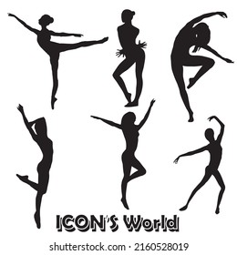 Beautiful set of ballerinas.Ballet Dancing Silhouettes.