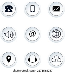 beautiful set of black line icon type 3D button vector graphic design for web development 