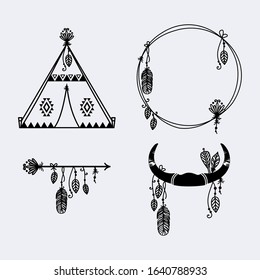 Beautiful set of boho illustrations vector
