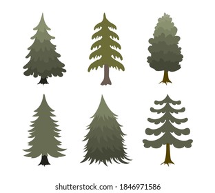 Beautiful set of christmas trees vector illustration