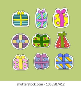 Beautiful set with colored gift boxes. Great element for your design.