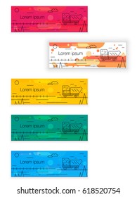 Beautiful set of colorful flat vector horizontal banners on the theme: trucking industry line modern concept. logistics and delivery vector illustration.