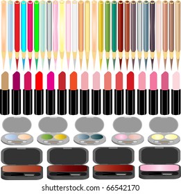  Beautiful set of decorative cosmetics a vector