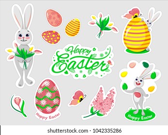 Beautiful set of Easter doodles in vector.
