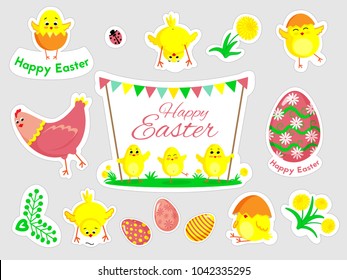 Beautiful set of Easter doodles in vector.