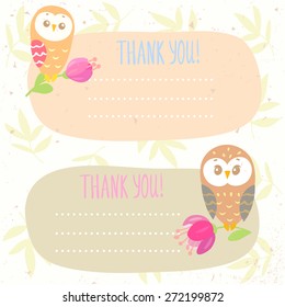 beautiful set with frame and funny owls with place for text