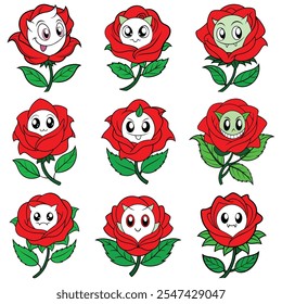 Beautiful set of Ghost Rose flower coloring pages, crafted for vector illustration design. Ideal for creative art projects, kids' coloring books, and decorative floral artwork