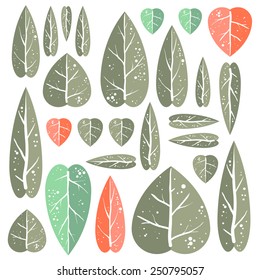 Beautiful set of green leafs for your design. Nature elements