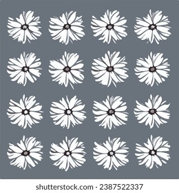 Beautiful set of hand drawn and abstract flowers