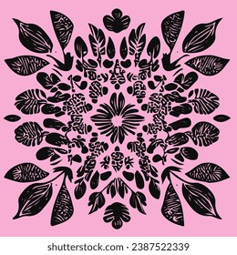 Beautiful set of hand drawn and abstract flowers