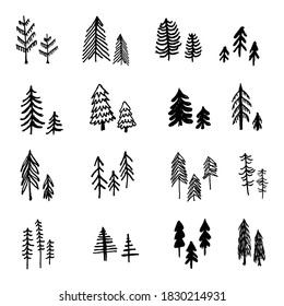 Big Set Forest Trees Silhouettes Vector Stock Vector (Royalty Free ...