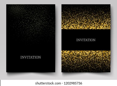 
Beautiful set of invitations. Black gold glitter.